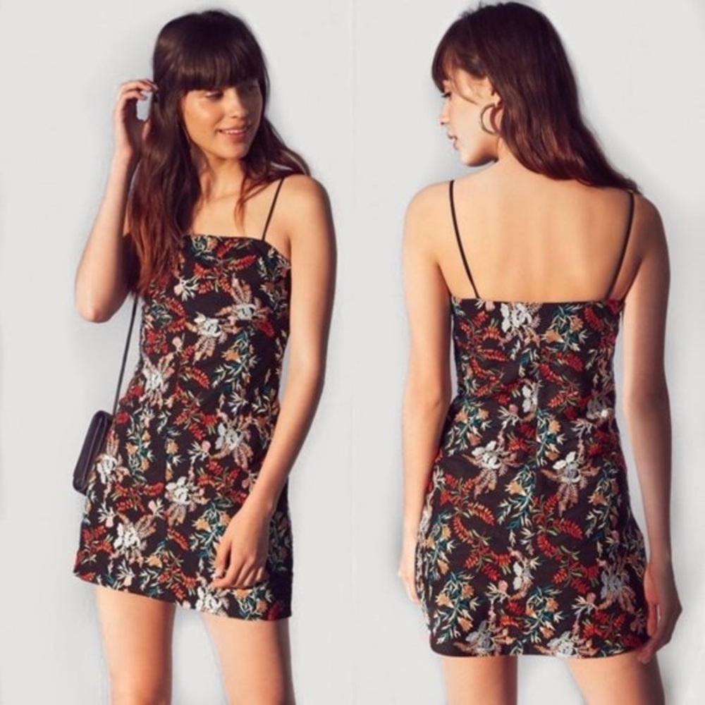 Urban Outfitters Black Floral Mini Dress